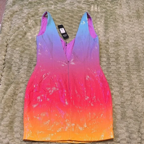 Fashion Nova women’s small rainbow Sequin Mini Dress - Picture 4 of 16